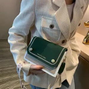 Sac à main carré Simple pour femmes, sacoche à épaule, petit paquet carré de luxe, sacs de styliste: Green