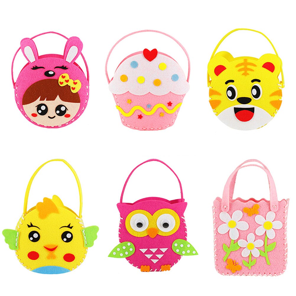 6Pcs Non-Woven Cloth DIY Bags Sewing Craft Toy Bag Handmade DIY Handmade Bag Cartoon Animal Tote Bags for Birthday: Default Title