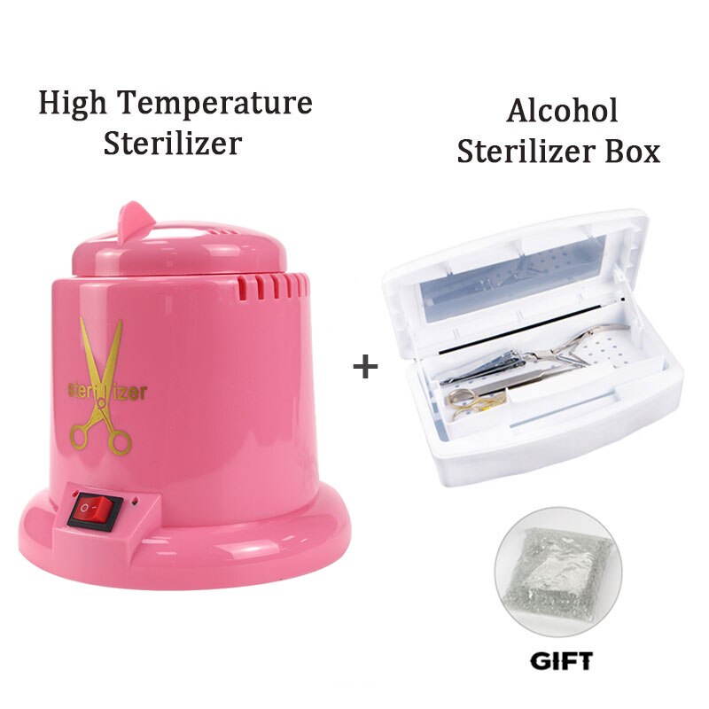 Sterilizer Tray Box Alcohol Disinfection Box Disinfector Manicure Implement ToolAlcohol Disinfection Box Salon Nail Metal Tools: Pink C01and K01