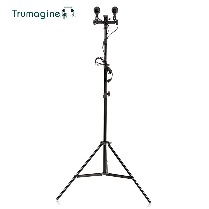 TRUMAGINE Double Head Photography Studio Light Fitting Photo Lighting E27 Socket Bulb Holder Flash Umbrella Bracket EU US Plug