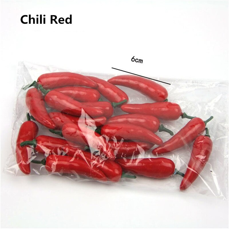 20 Pcs/Lot Artificial Fruits Vegetables Mini Foam Simulation Fruit Home Table Decoration Photo Props: Chili Red
