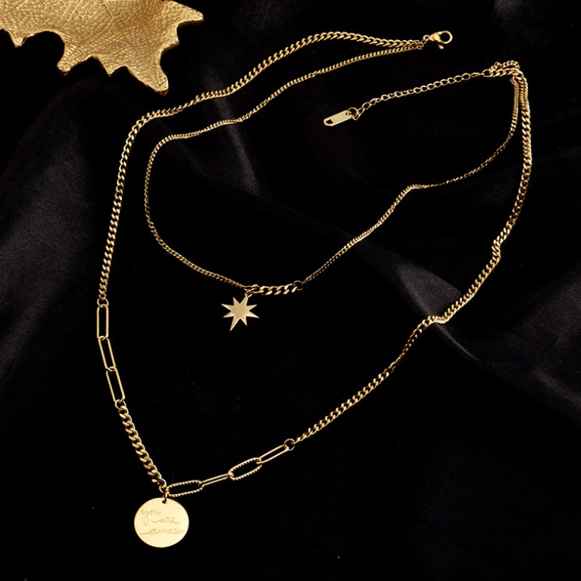 316L acier inoxydable bijoux fins Hip Hop rue les lumières étoiles breloques chaîne ras du cou colliers pendentifs pour femmes hommes