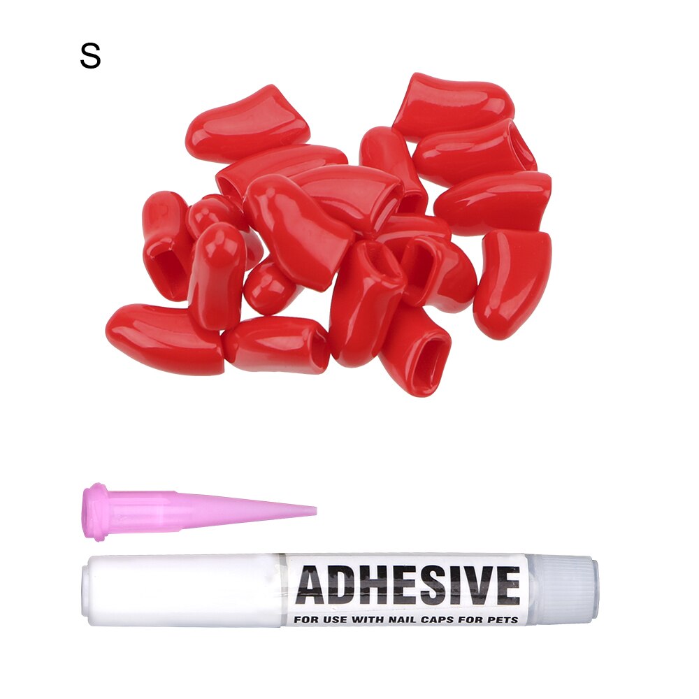Pet Nail Caps Silicone Anti-scratch Paw Nail Cover 20Pcs/bag Cover + Glue And Applicator Random Color
