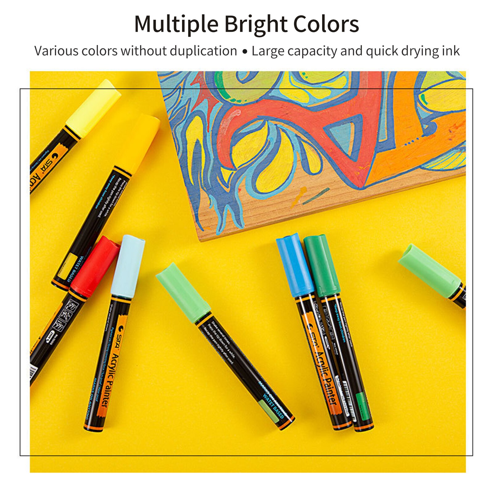 Rotuladores metálicos de pintura acrílica de 12 colores, rotuladores artísticos a base de agua de 2mm, punta de secado rápido, no tóxicos para grafiti, cartulina, bricolaje para fotos