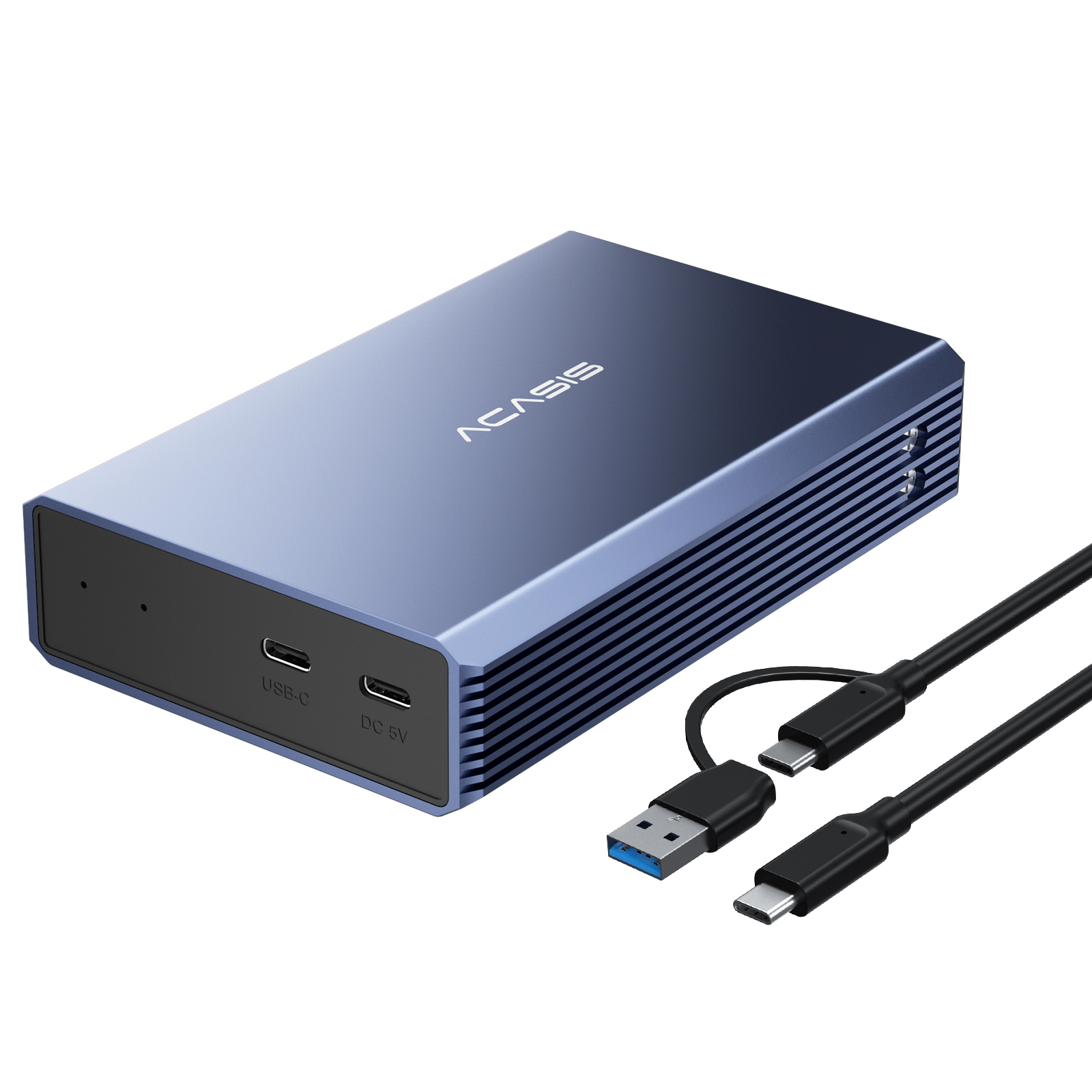 Acasis 48 TB 2,5/3,5-calowa obudowa zewnętrznego dysku twardego z podwójnym wnęki Szafka dysku twardego SATA z funkcją RAID USB Box: Srebrny