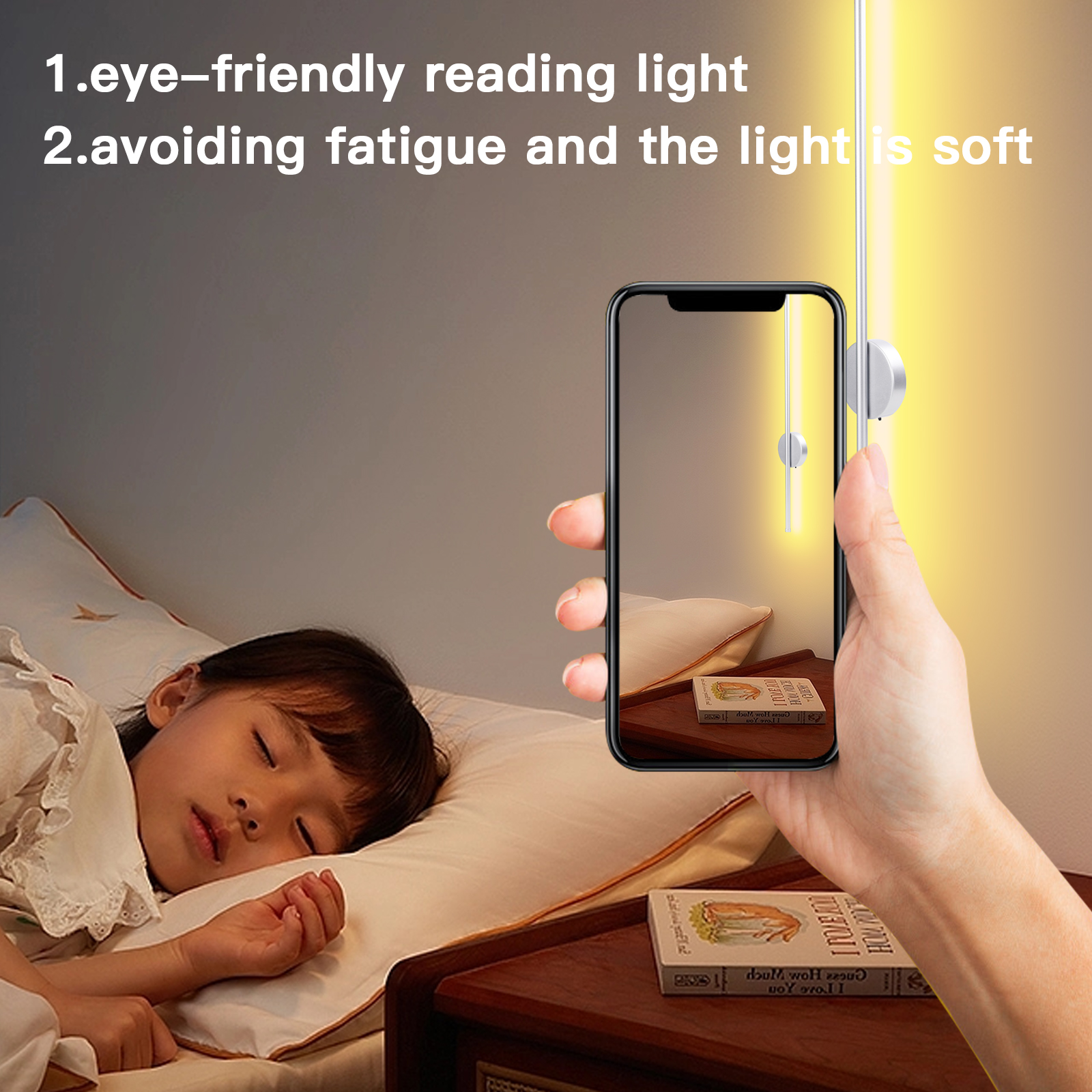 USB Oplaadbare LED Wandlamp Magnetische Aantrekkingskracht Afstandsbediening Licht Slaapkamer Nachtkastje Spiegel Hotel Verlichting 1PCS 50/80cm Strip