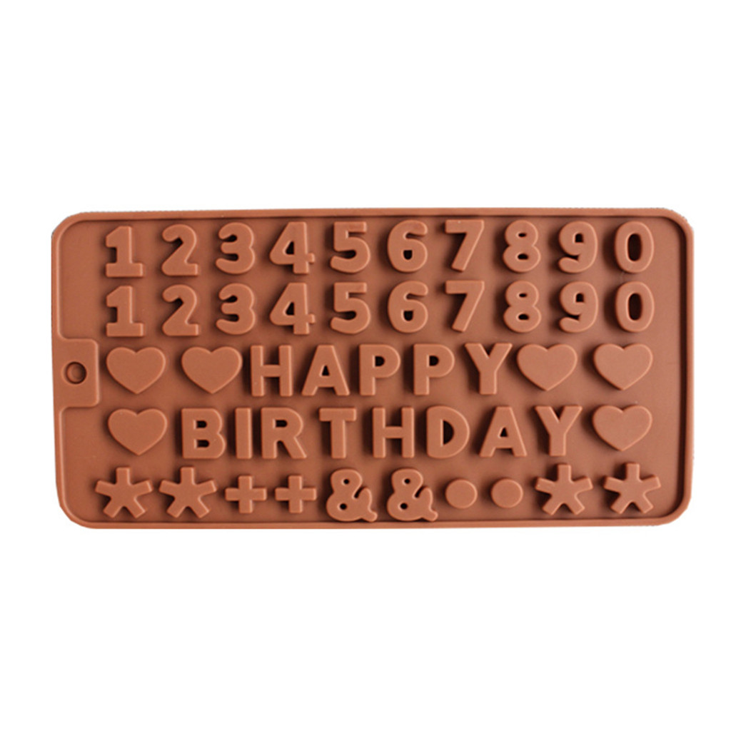 Tillykke med fødselsdagen chokolade mini gummy skimmel silikone non-stick chokolade gelé og slik skimmel kage bageform 8.3 x 4.5 in: Default Title