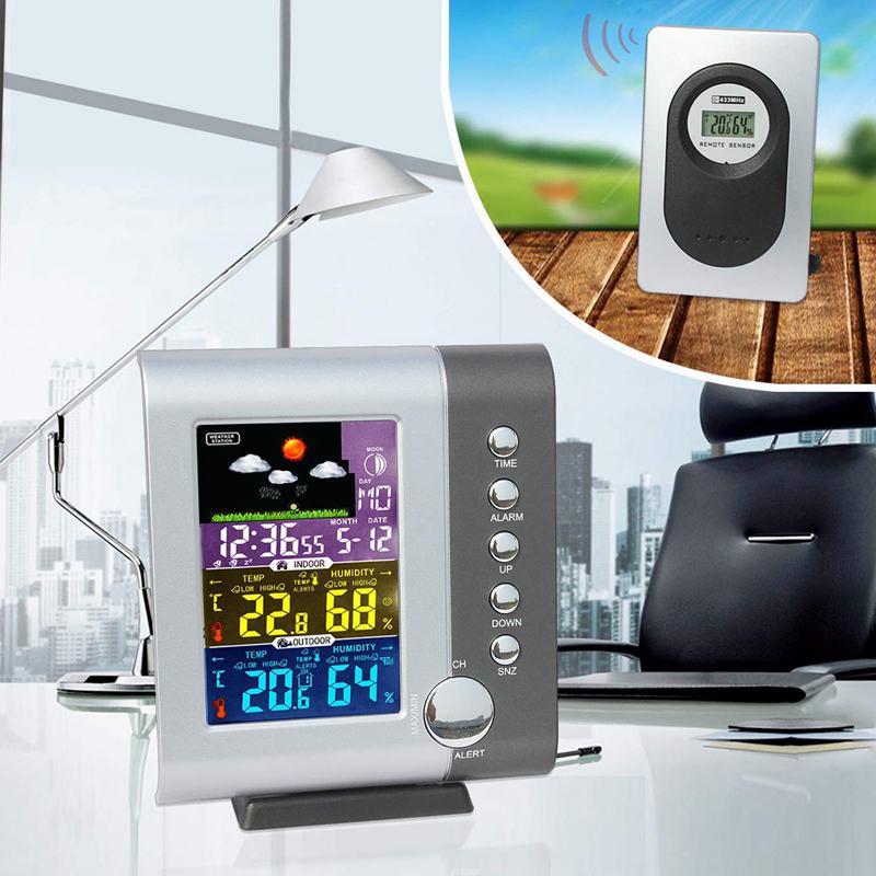 Indoor Outdoor Kleur Weerstation Digitale Kleur Station Met Sensor Home Wekker Met Temperatuur Waarschuwingen Charg