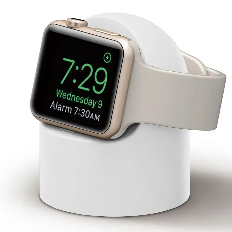 Voor Apple Watch Charger Stand Series Ultra2/10/9/8/SE/7/6/SE 49mm/45mm/44mm/42mm/41mm/40mm/38mm Duurzame Siliconen Nachtkastje Modus: WHITE