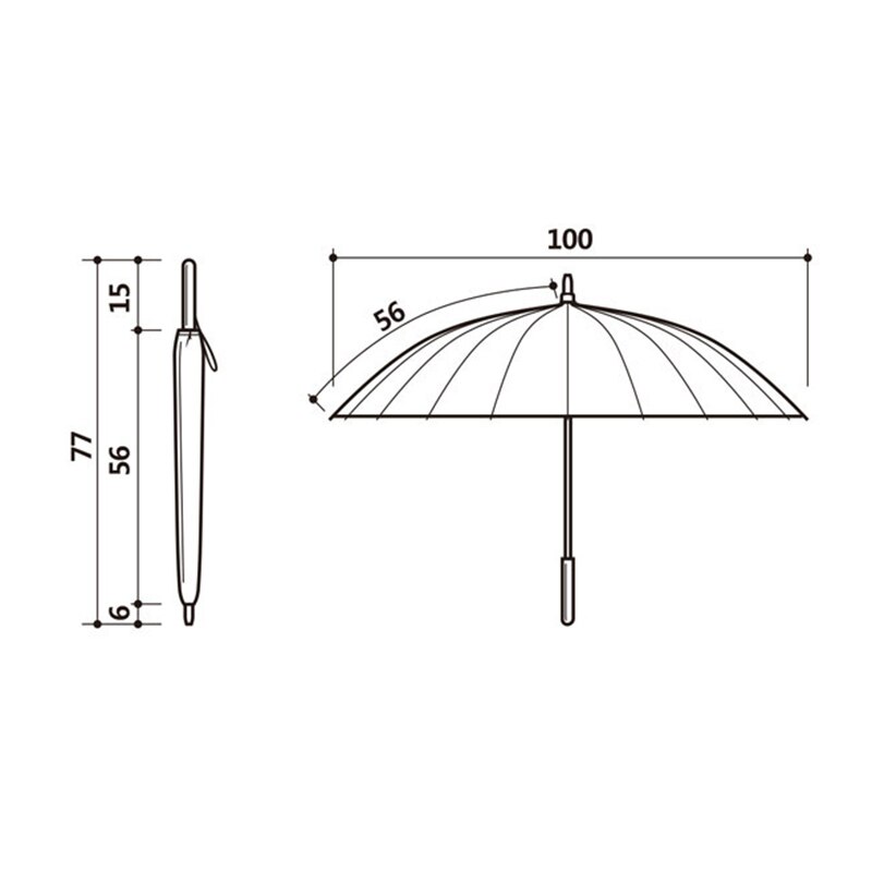 Rain Umbrella 24 Strong Windproof Glassfiber Frame Wooden Long Handle Umbrellas HKS99