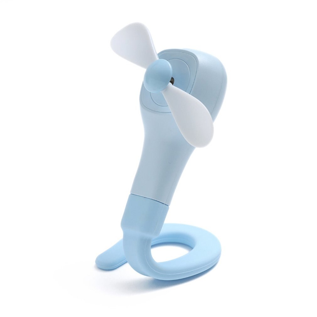Handvat slang usb mini ventilator draagbare mini ventilator handventilator thuiskantoor bureau snelheid instelbaar oplaadbare ventilator: Blauw
