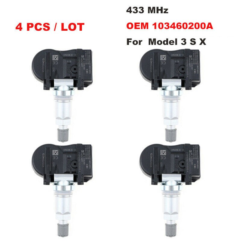 1 sæt  of 4 tpms 43hz dæktryksensorer for tesla model s model x model 3 1034602-00-a 103460200a