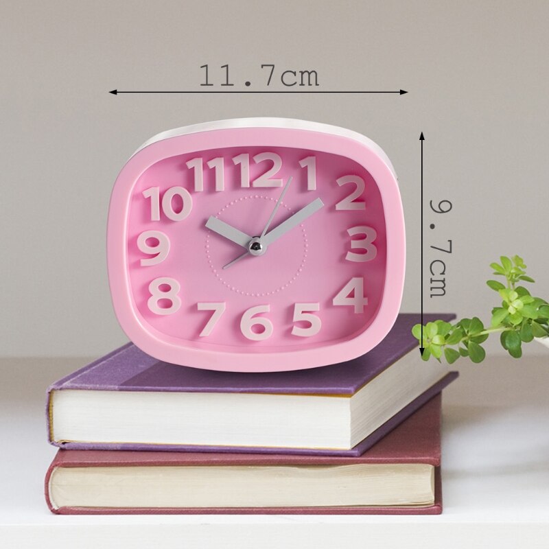Mini Despertadores silenciosos con batería para niños, mesa de noche, escritorio, decoración del hogar, , cuadrado, portátil, colores caramelo