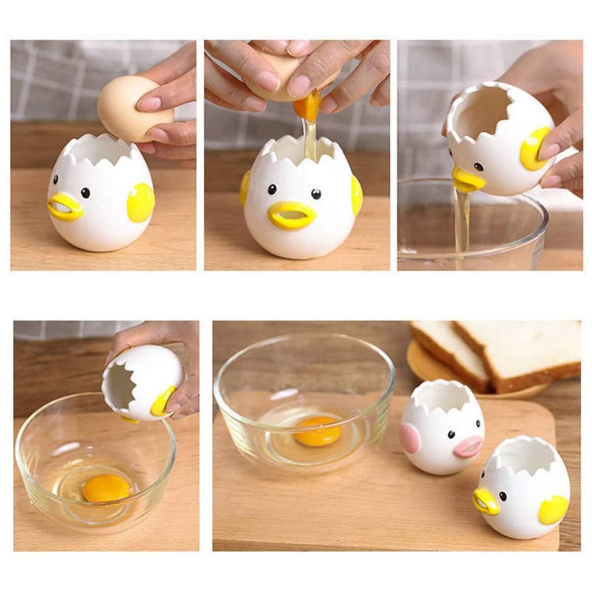 Tegneserie kylling æggeblomme hvid separator keramik æg separator værktøj til køkken dagligdagen praktisk