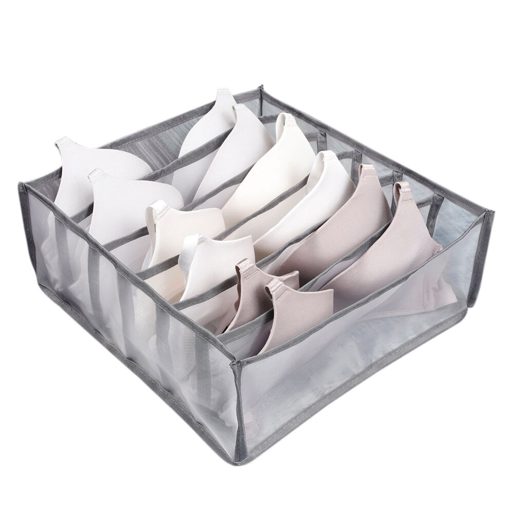 Underwear Storage Boxes Clothes Organizer Drawer Nylon Divider Closet Organizer For Folding Ties Socks Shorts Bra Organizer: Grey 6 Grids