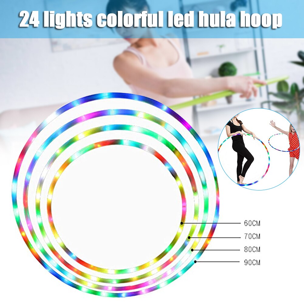 24LEDs Lights Fitness Circle Colorful LED Fitness Weight Loss Circle for Dancing Show Performance H7JP