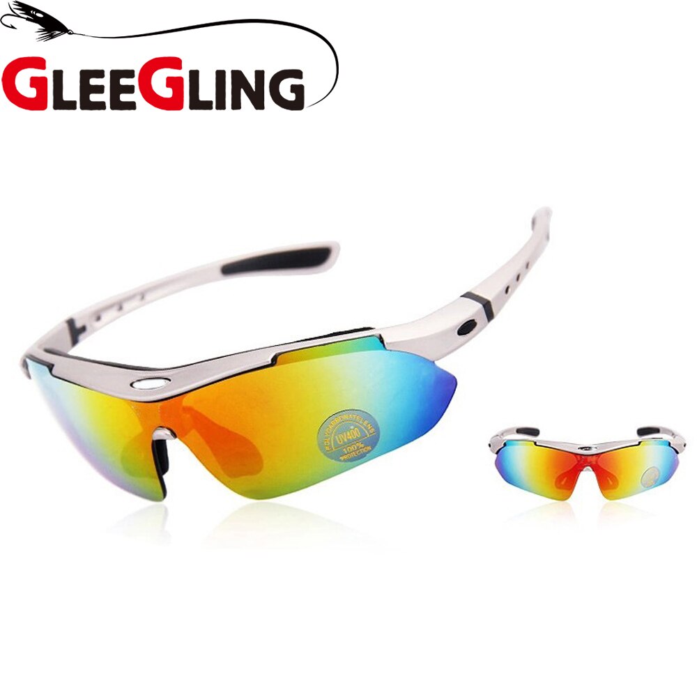 GLEEGLING 9400 1Set 5 Lens Man Vissen Gepolariseerde Zonnebril Lunette Polarisantes Homme UV400 Zonnebril Over Bril Gepolariseerde: TitaniumSilver