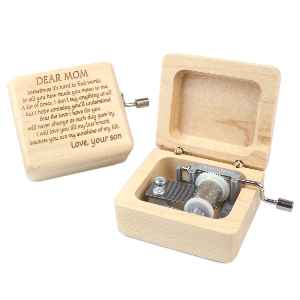 Rosiking Carved wooden hand crank You are my sunshine Music Box Carved Mechanism For Frends Girl and Children Birthday