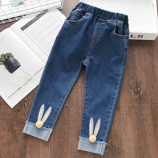 Ours Leader filles jean nouvel été enfants fille Pantalon enfants crayon Leggings bouton mouche Pantalon Fillette pour 3 7Y: ax1226 Blue / 5