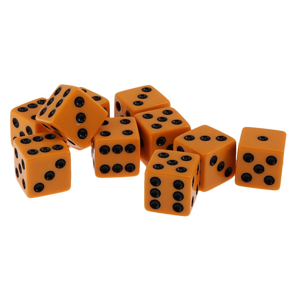 10 pz/pacco nuova resina dadi rosso 16mm punto nero angoli quadrati cubi di alta qualità Boutique gioco dadi: Arancione