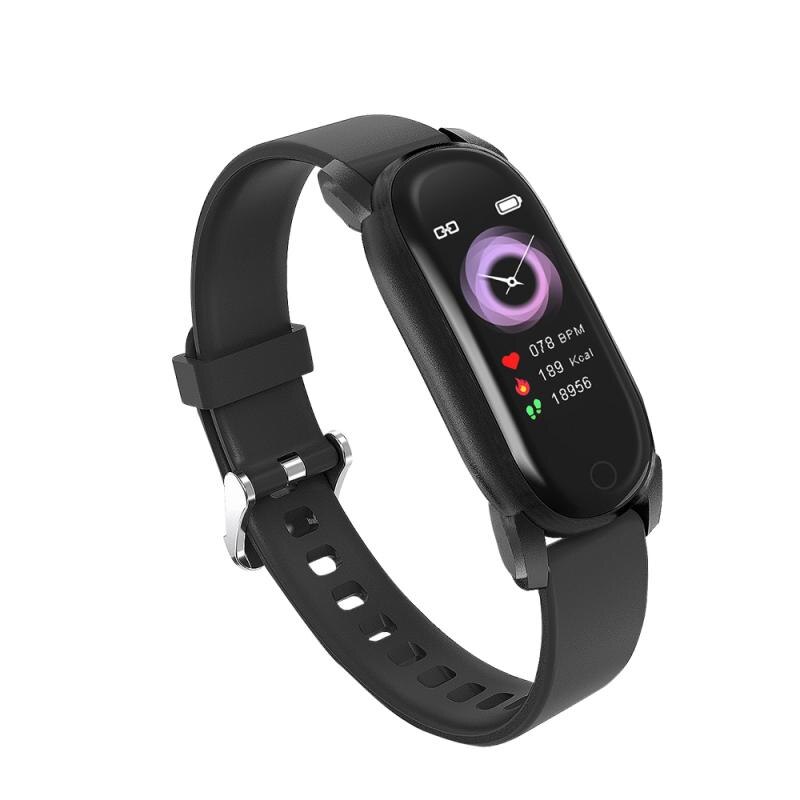 Bluetooth 5.0 Smart Armband Hartslag En Bloeddruk Monitor Afstandsbediening Fotografie Waterdichte Sport Oproep Smart Horloge: Black