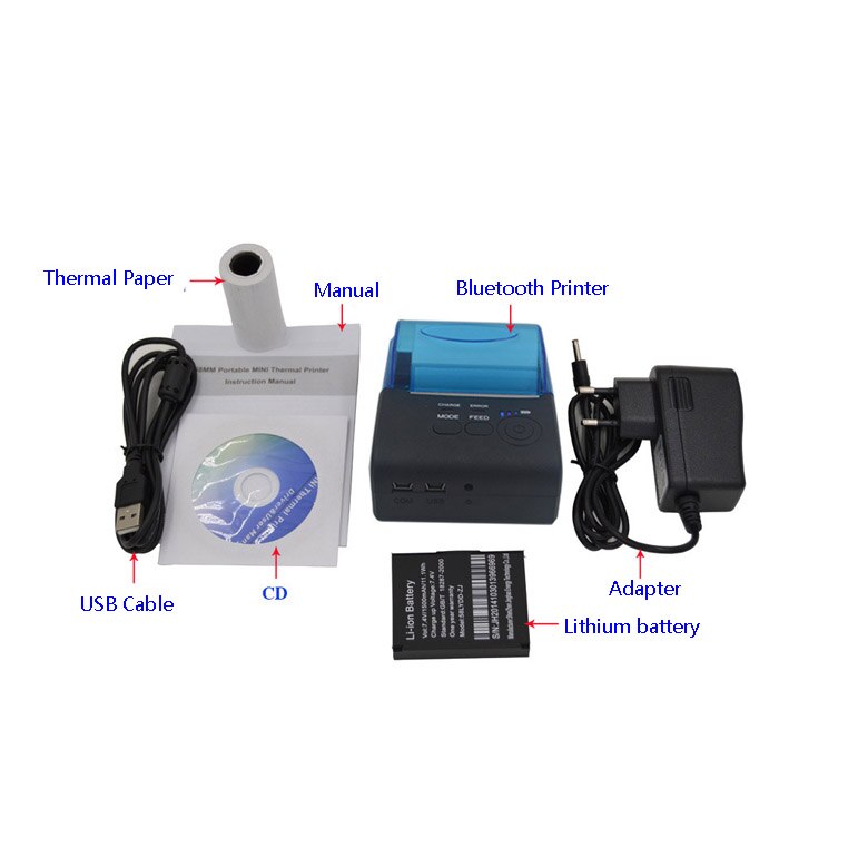 Thermal Receipt Printer 58mm Wireless Portable Label Printer Bluetooth Thermal receipt printer For receipt Bill Printing