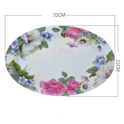 12 inch, fine bone china dinner service plate tray, ceramic oval fish dishes, decorative buffet dishes serving, big cake tray: C