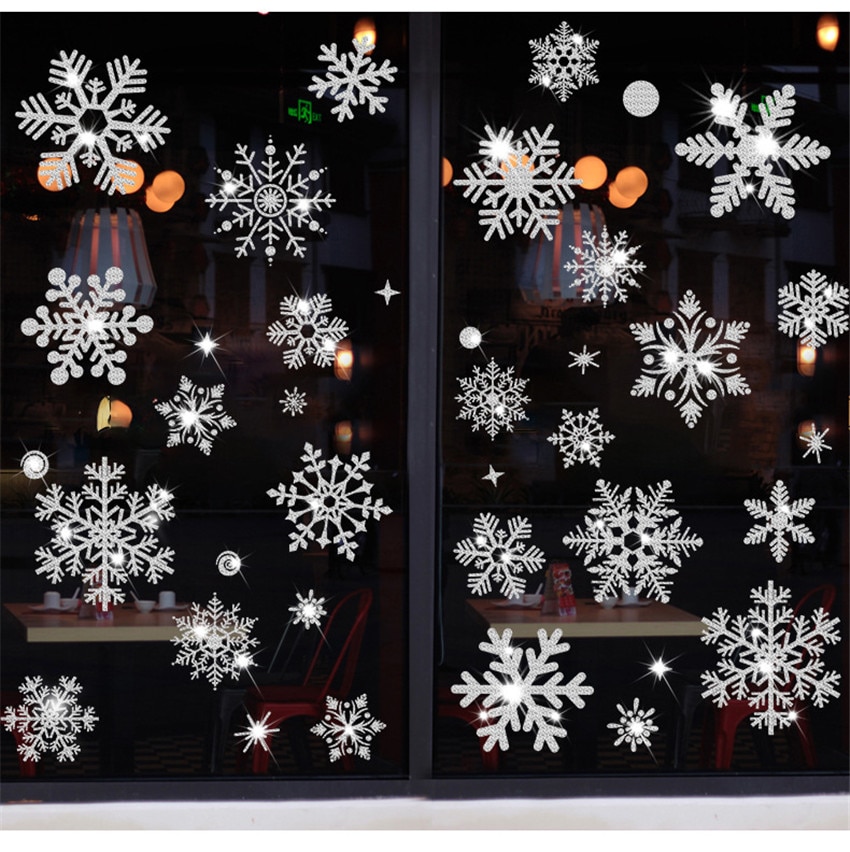2021 efeito glitter floco de neve eletrostática adesivo natal janela adesivos parede crianças quarto decoração para casa ano novo papel