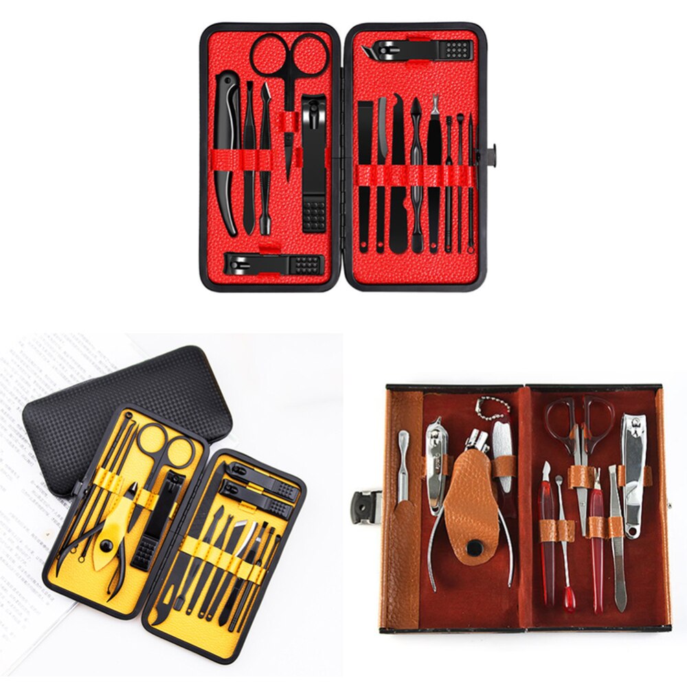 10/15/16 Uds. Nuevos cortaúñas de manicura juego de pedicura Kit de higiene portátil de viaje conjunto de herramientas de corte de uñas de acero inoxidable
