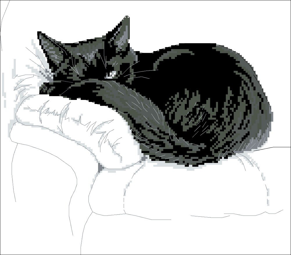 Paquet point de croix sur le canapé | Chat noir 18ct 14ct 11ct, tissu, fil de coton brodé couture