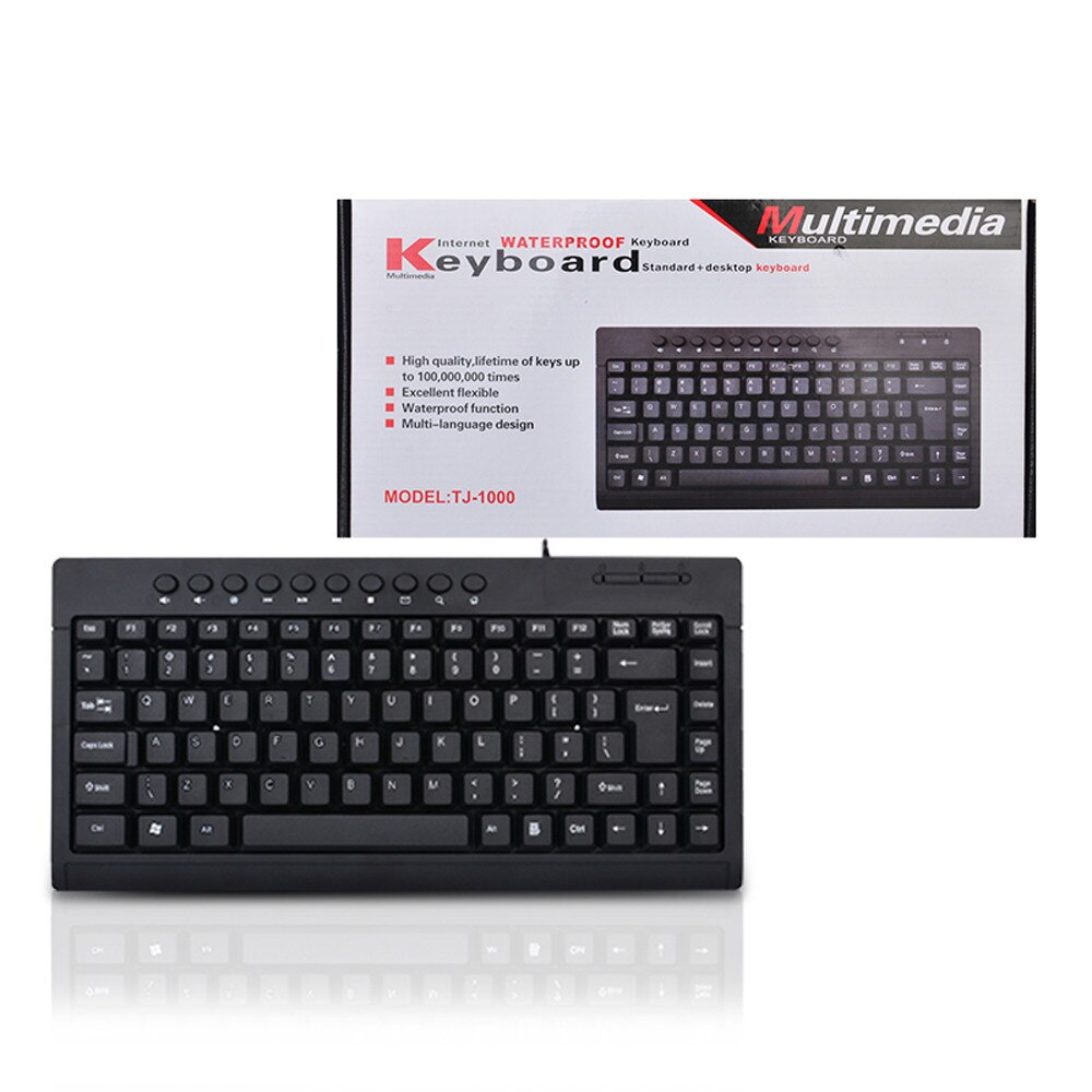 CARPRIE Wired Mini USB Keyboard Ergonomic and stylish Waterproof Keyboard For Laptop Desktop