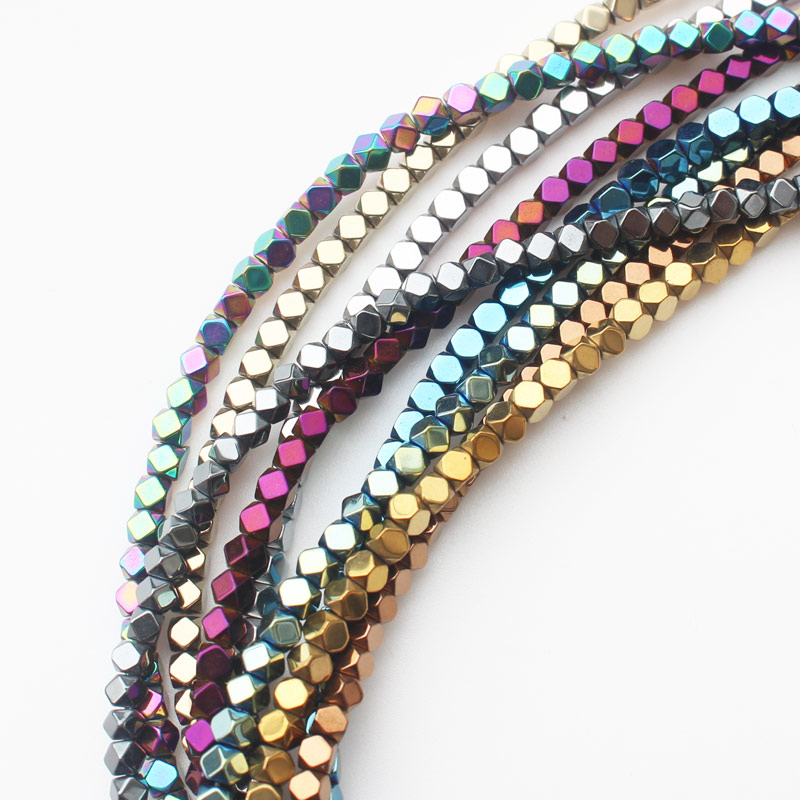 ¡Ematita natural muy brillante! Cuentas de hematita cuadradas facetadas de 15 pulgadas, para hacer joyas, pulseras y collares DIY