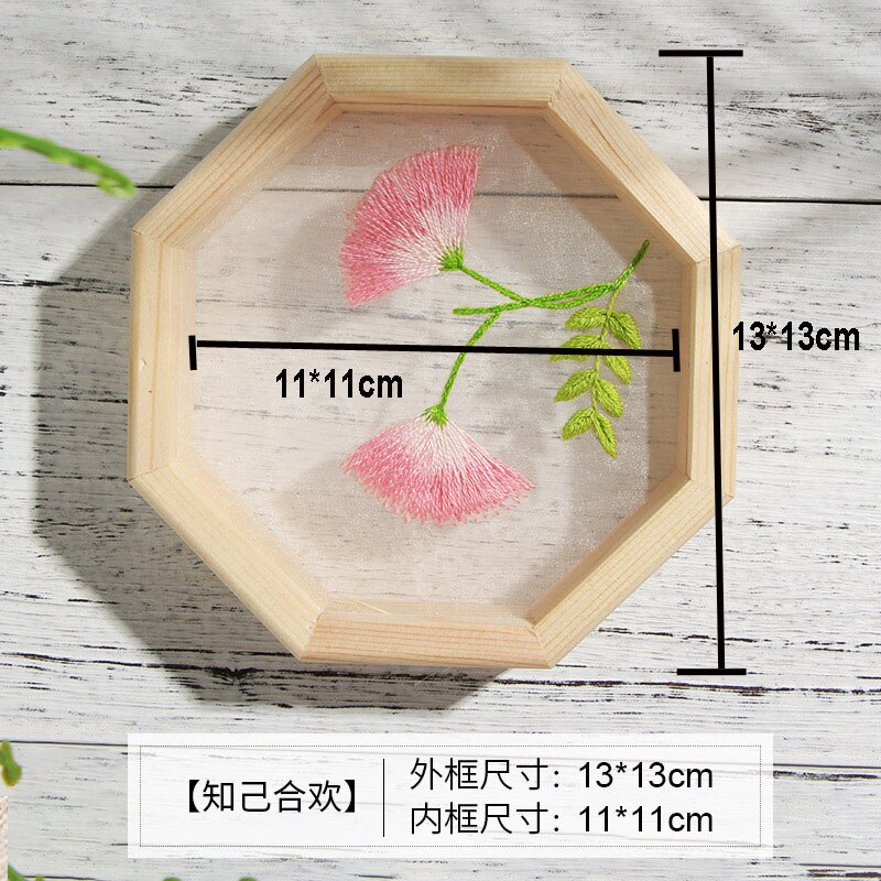 Organza Flower Embroidery Kits Plant Handmade Needlework Hoop Cross Stitching for Beginner with Frame Art Craft Home Decor