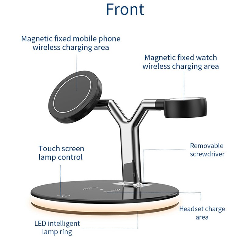 3-in-1 Magnetic Wireless Charger - 15W Fast Charging Station for iPhone 12 Series, Apple Watch & AirPods Pro