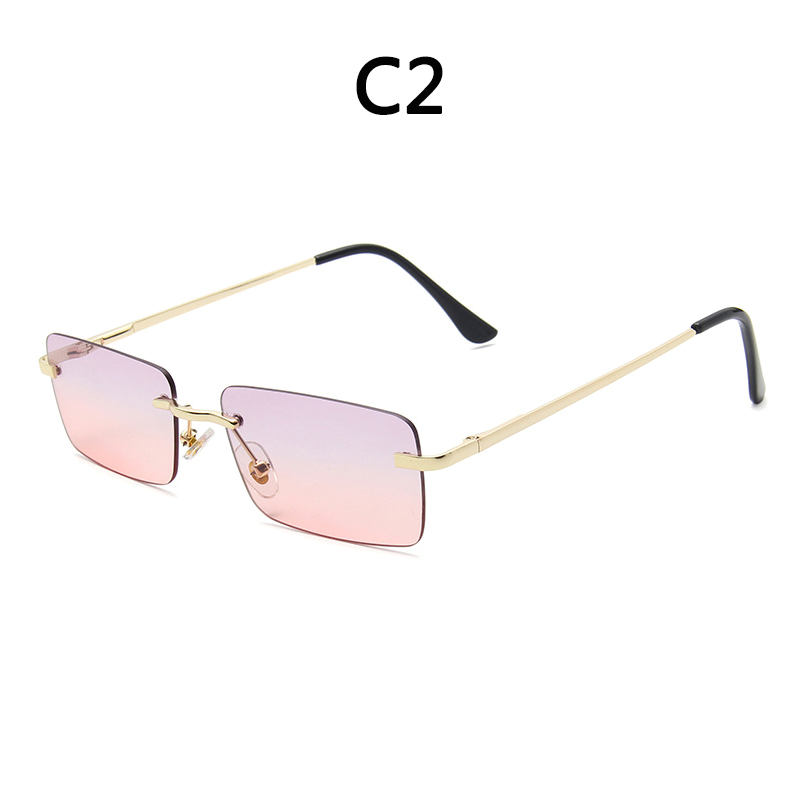 BOYSEEN Randlose Brille Mann Stilvolle Sonnenbrille Frau Rosa Blau Brillen UV400 Farbverlauf Sonnenbrille: verrotten