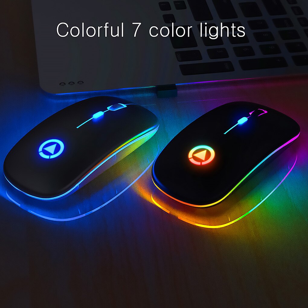 Ratón silencioso inalámbrico recargable por USB, Mouse óptico ergonómico para juegos, ordenador de escritorio y portátil, retroiluminado con LED