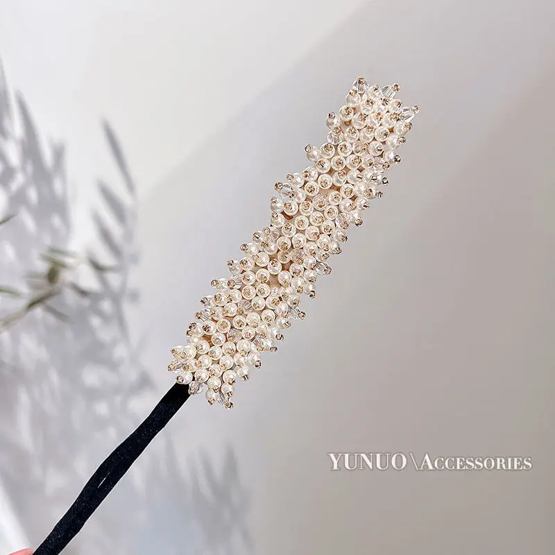 Donut de cristal Floral Updo para mujer, palo de pelo fácil de hacer moños, placa de bricolaje, diadema flexible, accesorios para el cabello,: Gris oscuro