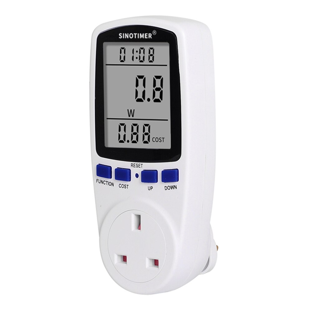 Elektrisitet digital monitor meter stor lcd display analysator husholdning intelligent digital spenning wattmeter overvåking socket: Uk plug