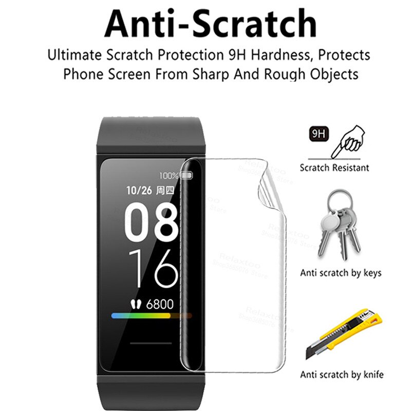 Película protetora de hidrogel para xiaomi mi band 4c, 3-12 unidades, protetor de tela para xiaomi redmi band 4 c, pulseira sem vidro temperado