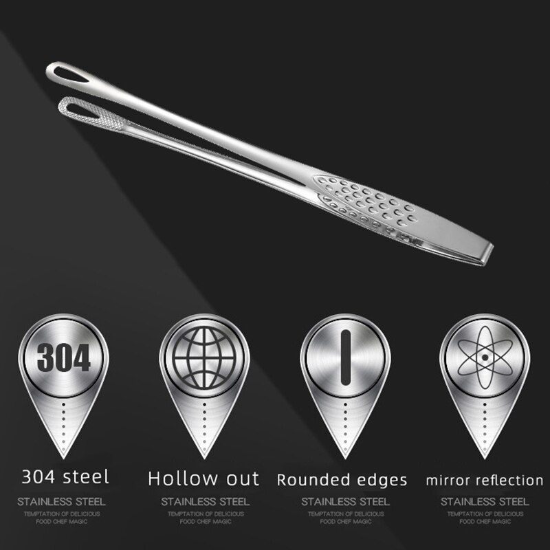 304 Stainless Steel Bbq Tongs Multifunction Resistant Non-Slip Outdoor Food Tongs For Bread Steak Kitchen Accessories Tools
