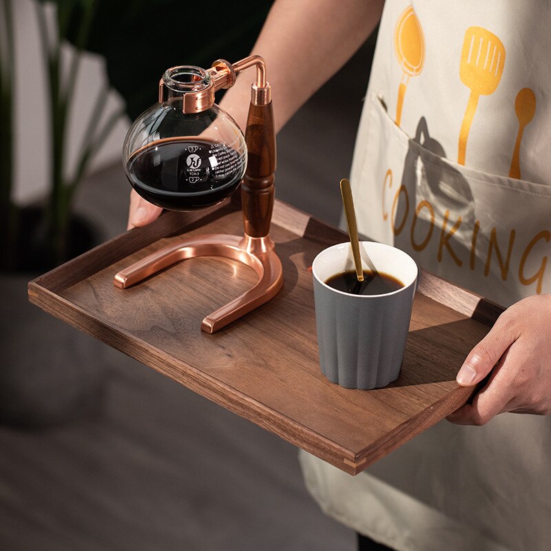 Natural Black Walnut Solid Wood Tray Rectangular Wooden Tray Japanese Tableware Household Fruit Tray Wooden Tray Tea Tray