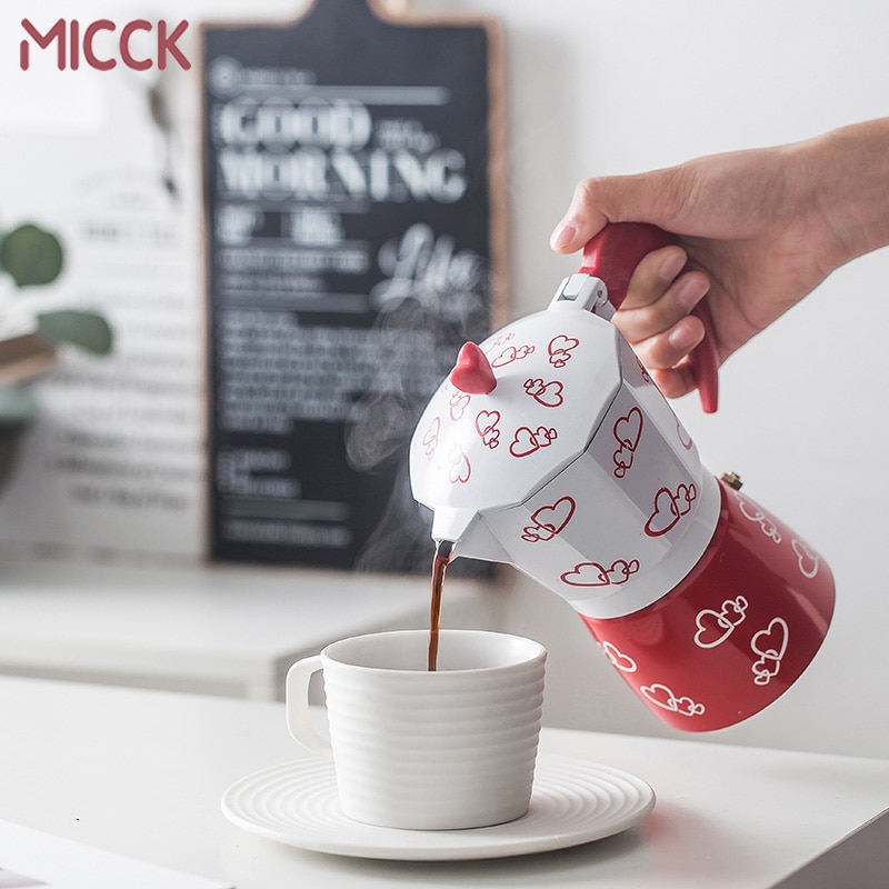 MICCK Mocha Coffee Maker Aluminum Italian Mocha Espresso Percolator Pot 150/300/450ml Coffee Kettle Barista Coffe Filter Tools