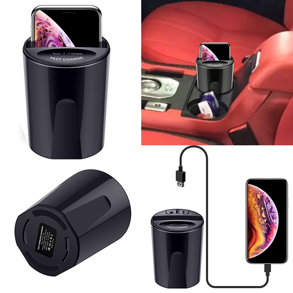 Youbina QI Wireless Charger USB Charging Holder for IPhone 8/X/XS/XR/XS Max Samsung Fast Charge Car Cup Charging Station