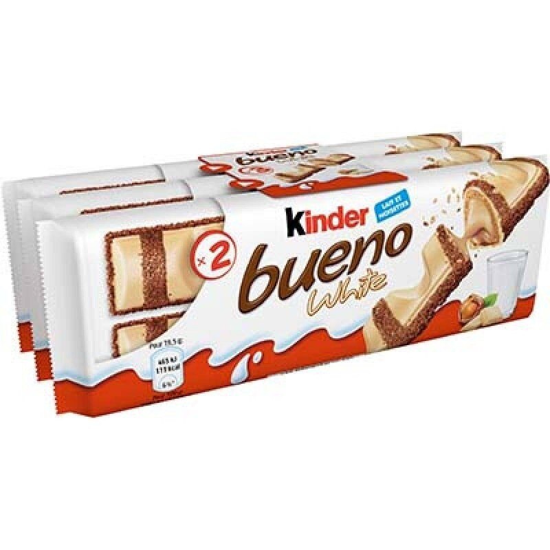 Kinder Bueno White, caja de 10 packs de 3 unidades de 2 Barritas 43 gr.