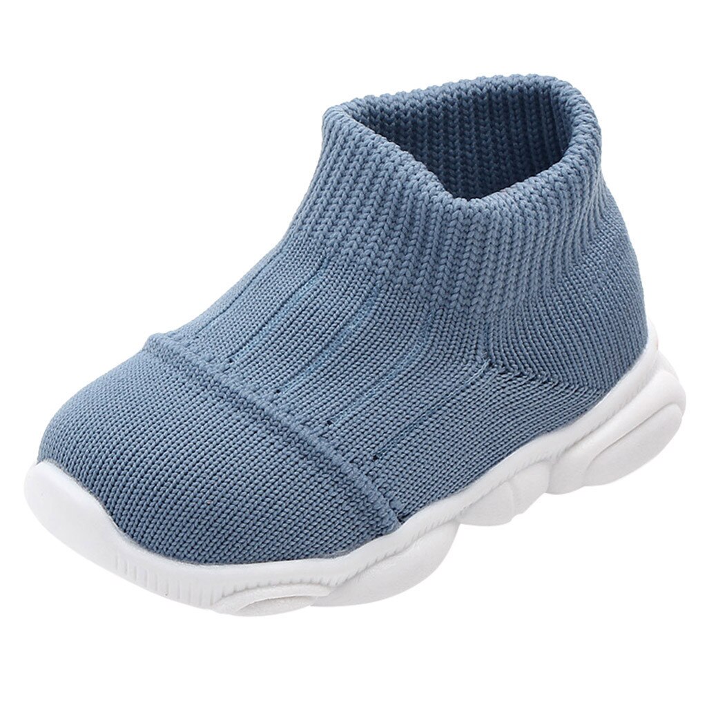 Baskets de Sport tricotées pour enfants, chaussures à mailles, chaussures pour bébé garçon et fille, tendance, automne-hiver, décontracté, # C: Bleu / 5