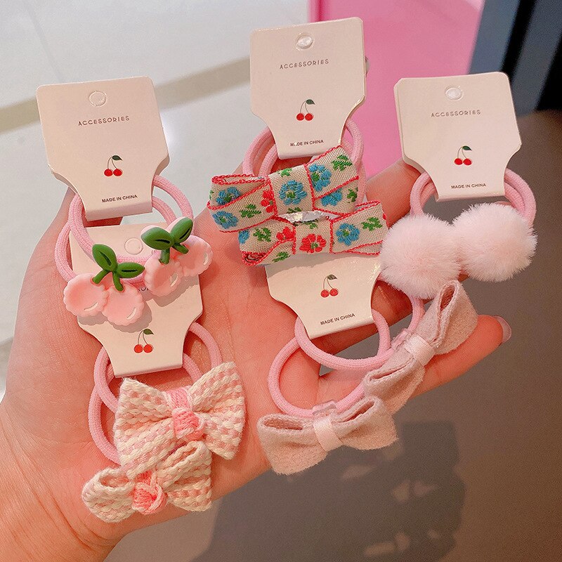 Ensemble d'élastiques à cheveux pour bébé fille, 10 pièces, bandeau en caoutchouc, couvre-chef de dessin animé, accessoires pour cheveux: flower pink