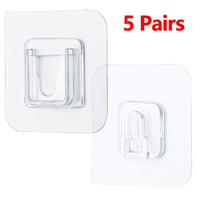 Double-Sided Adhesive Wall Hooks Hanging Picture Photo Frame Hangers Hooks Hanger Transparent Hooks Suction Cup Wall Holder: 5 pairs A