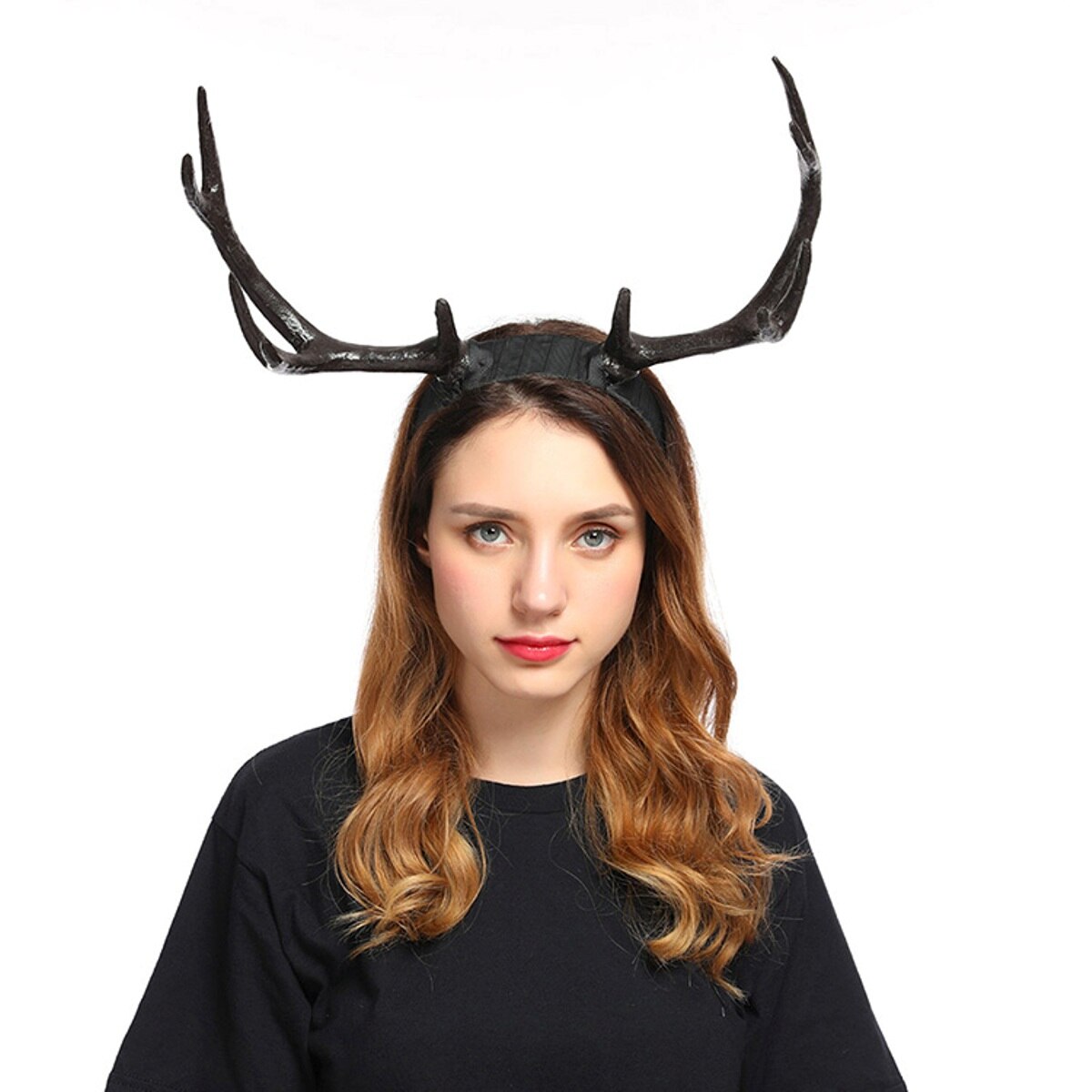Navidad diadema gótico Halloween ciervo cuerno Navidad disfraz cuernos diadema Accesorios: Black