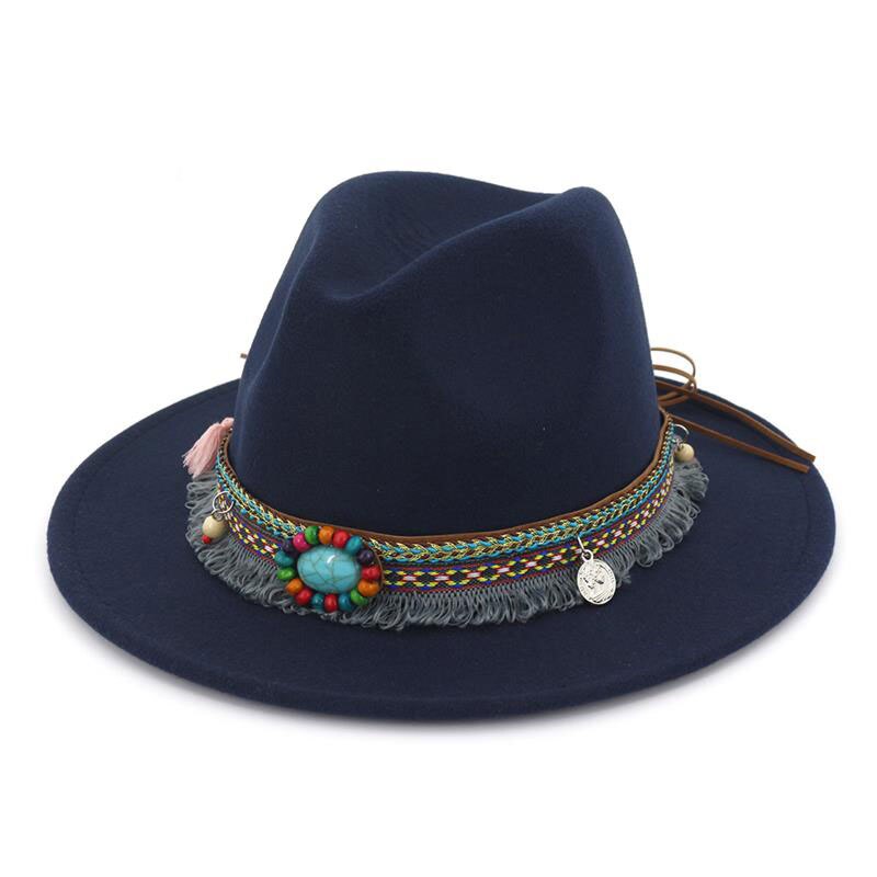 Overdådigt panama hat hip hop filt hat cap til hovedomkreds 55-58cm d88