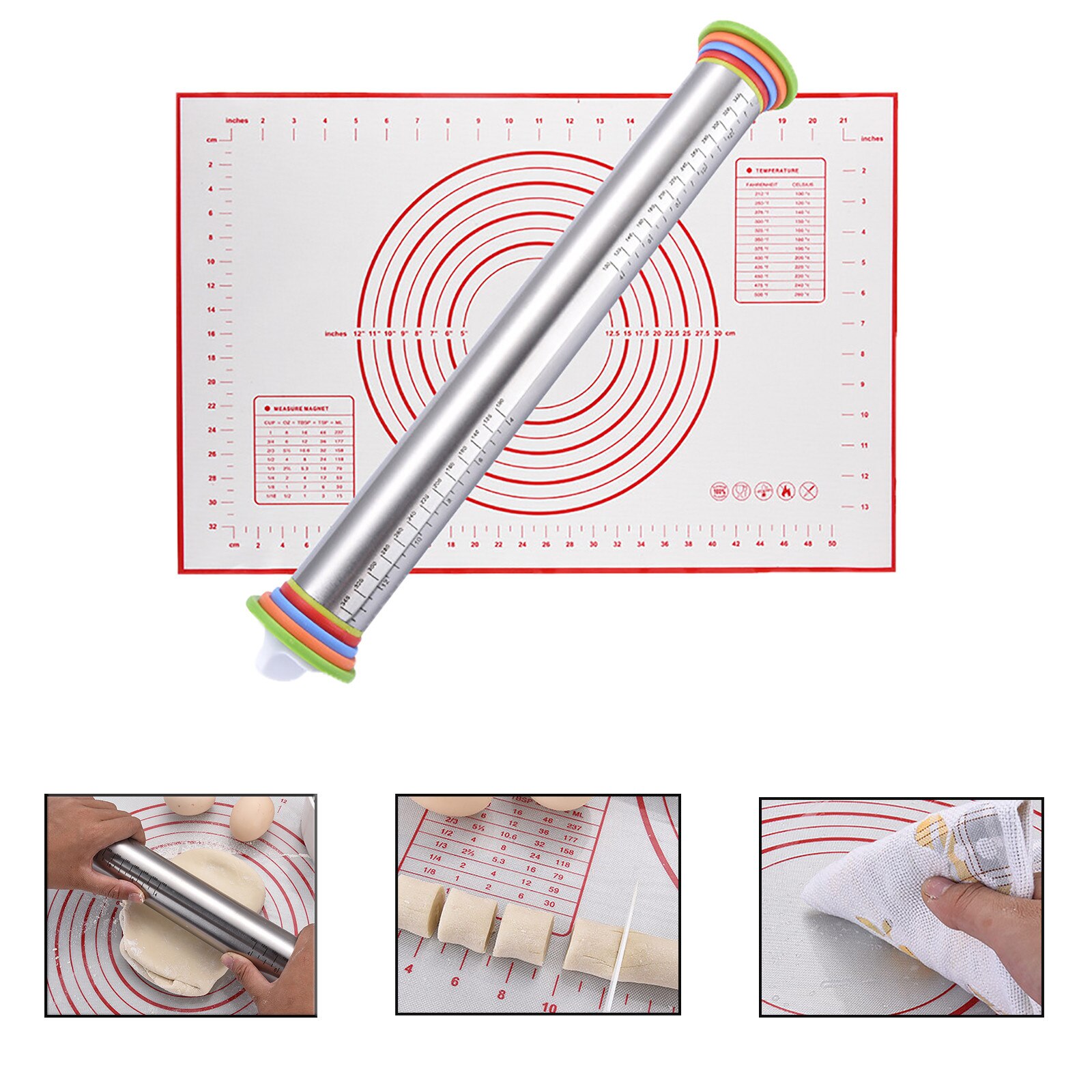 Verstelbare Rvs Lengte Verstelbare Rolling Pin Rvs Fondant 43Cm Rolling Pin Cake Roller Deeg Rolling Tool